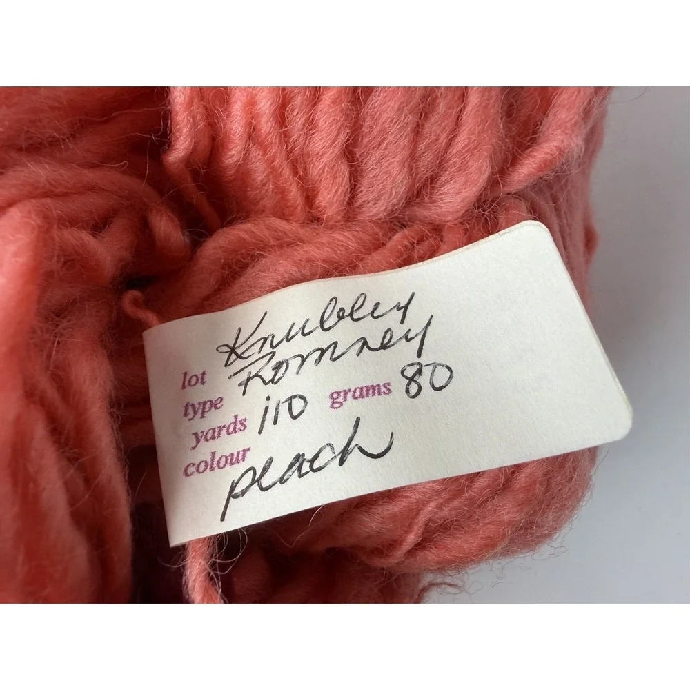 100% Romney Wool Yarn Lot Of 2 Hanks Peach‎ Brown 110yds 80g Each Pink Handspun